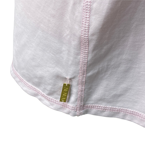 ALALA | sz L Women's Light Pink/Black Mesh Back Sheer Lightweight Active Tee - Picture 5 of 8